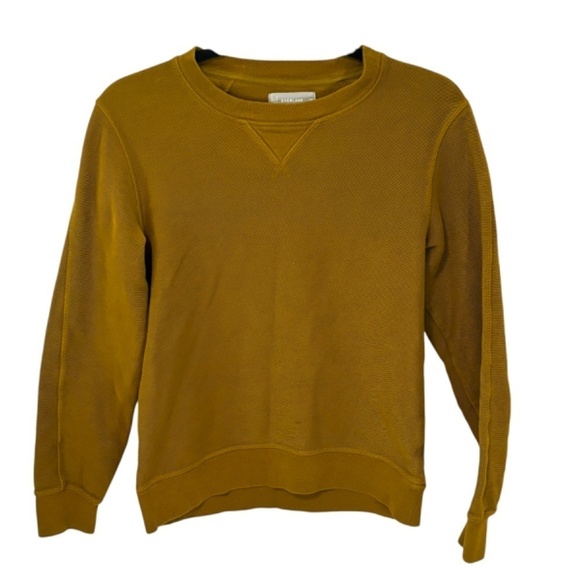 Everlane Men's Twill Ribbed Crew Sweatshirt in Brass Mustard sz 100% cotton XS - Picture 2 of 7